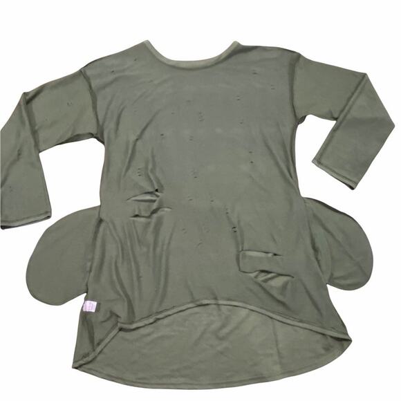 Distressed Military Green Tunic Top Dress with Pockets Large - Picture 4 of 12